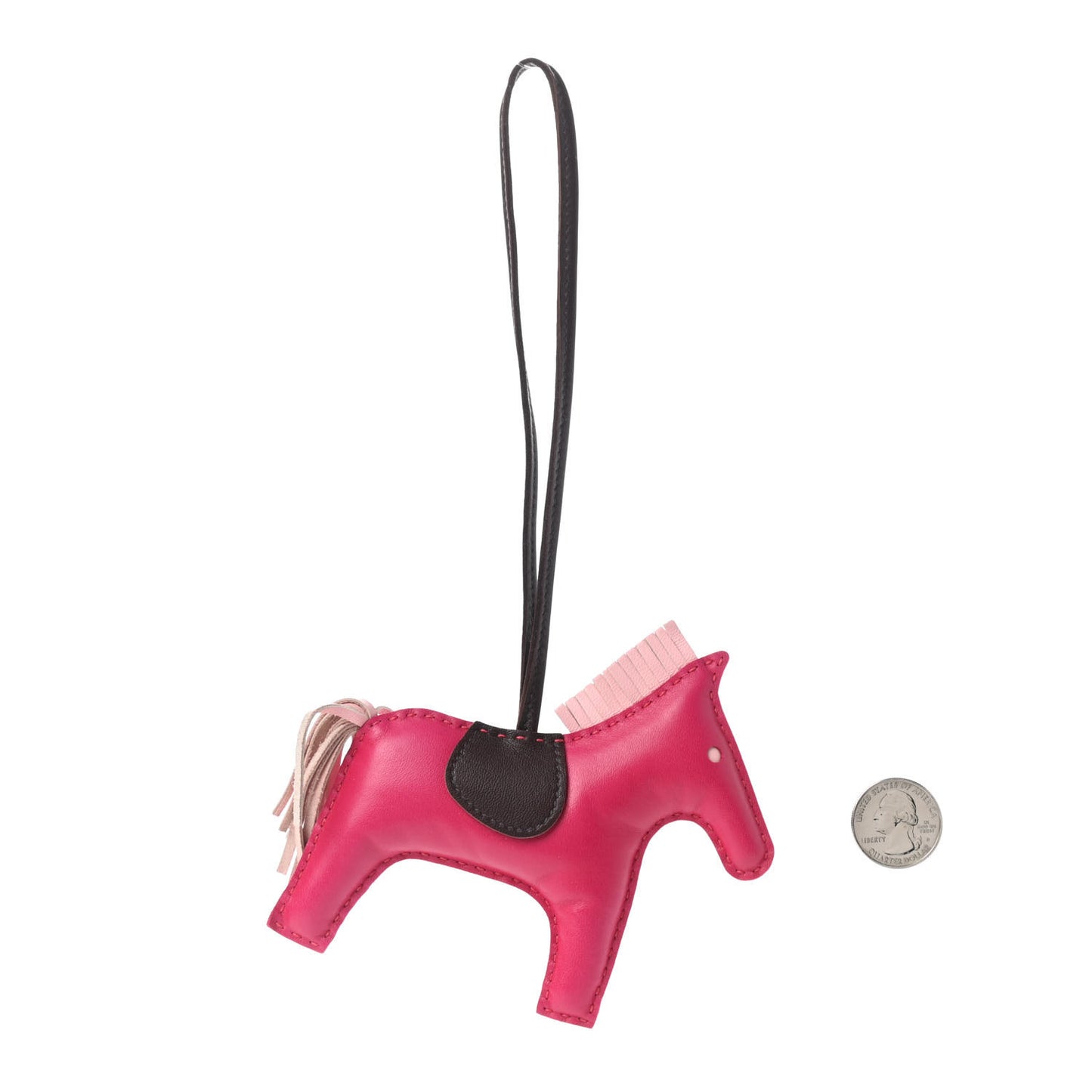 Milo Lambskin Grigri Rodeo Horse Bag Charm MM Rose Sakura Framboise Rouge Sellier