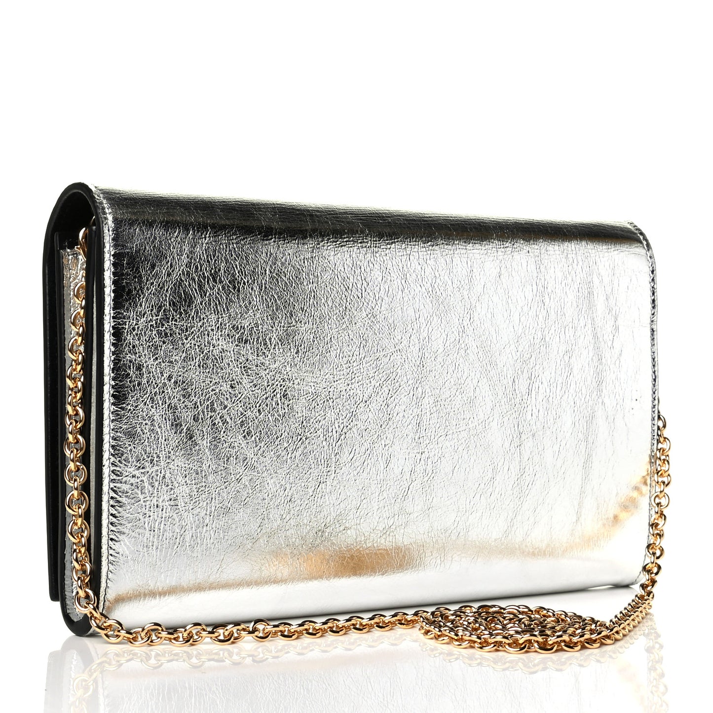 Metallic Calfskin Monogram Belle de Jour Chain Clutch Silver