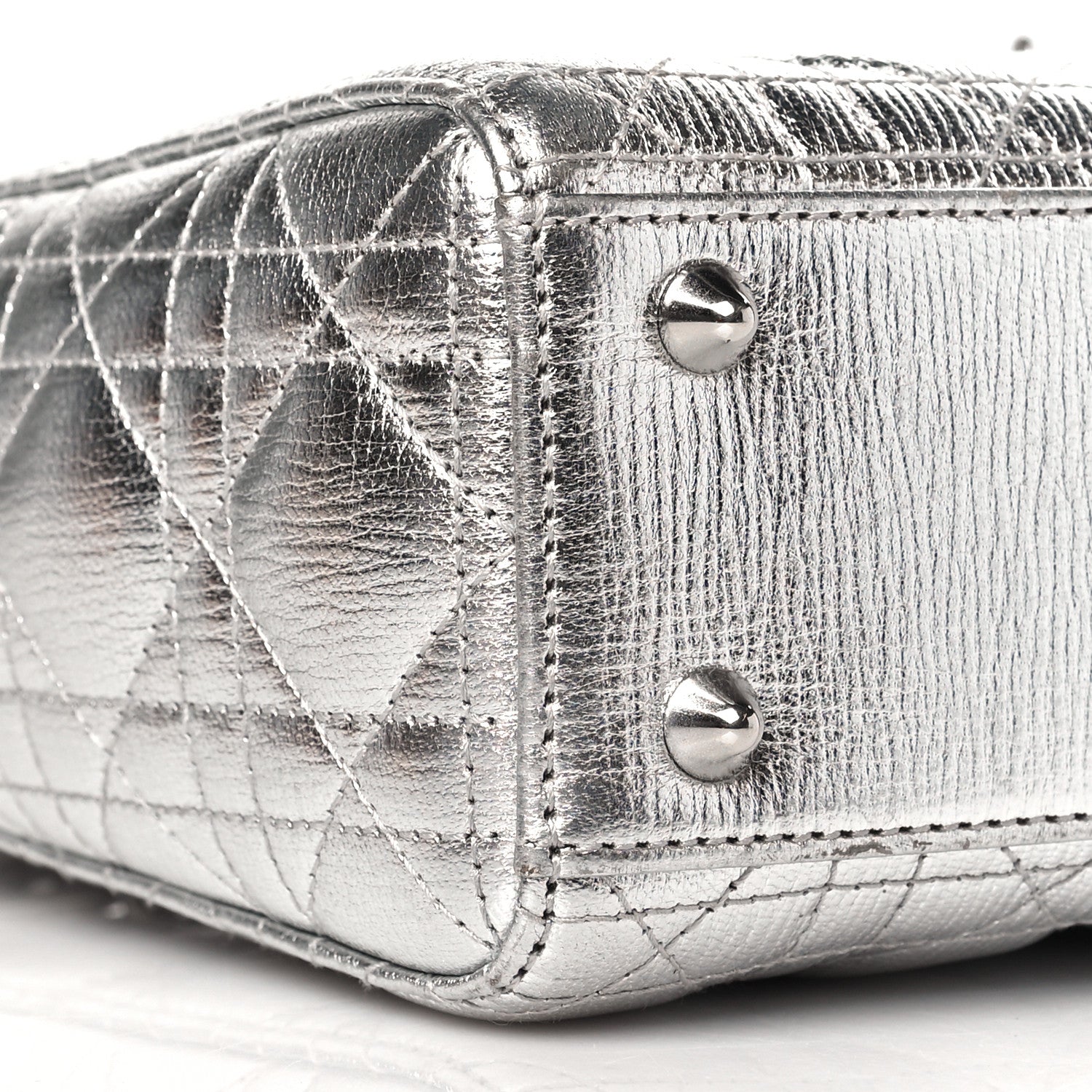 Christian Dior Metallic Grained Calfskin Cannage Small Lucky Badges My Lady Dior Silver 9 of 11