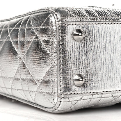 Christian Dior Metallic Grained Calfskin Cannage Small Lucky Badges My Lady Dior Silver 9 of 11