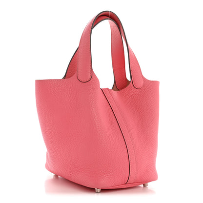 Hermes Taurillon Clemence Picotin Lock 18 PM Rose Azalee 3 of 12