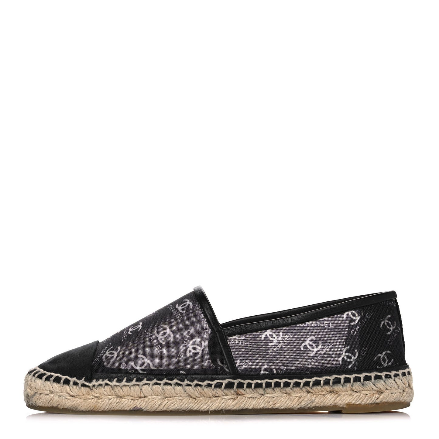 Mesh Grosgrain CC Espadrilles 40 Black White