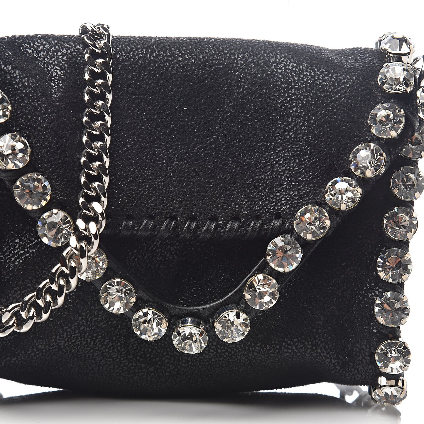 Shaggy Deer Tiny Fold Over Falabella Crystal Crossbody Black