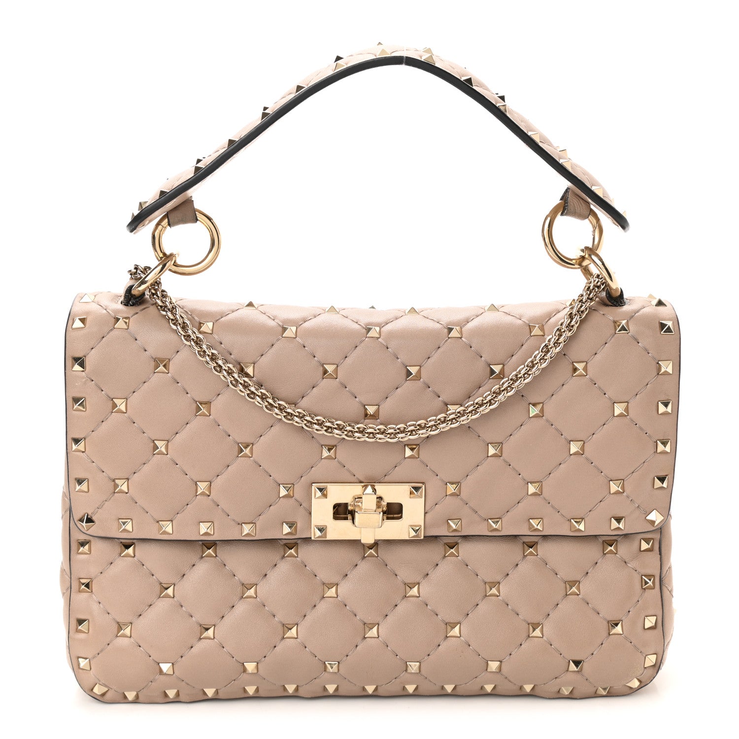 Valentino Garavani Lambskin Medium Rockstud Spike Shoulder Bag Poudre 1 of 7