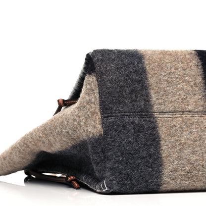 Loewe Wool Stripes Cushion Tote Grey Black 5 of 9