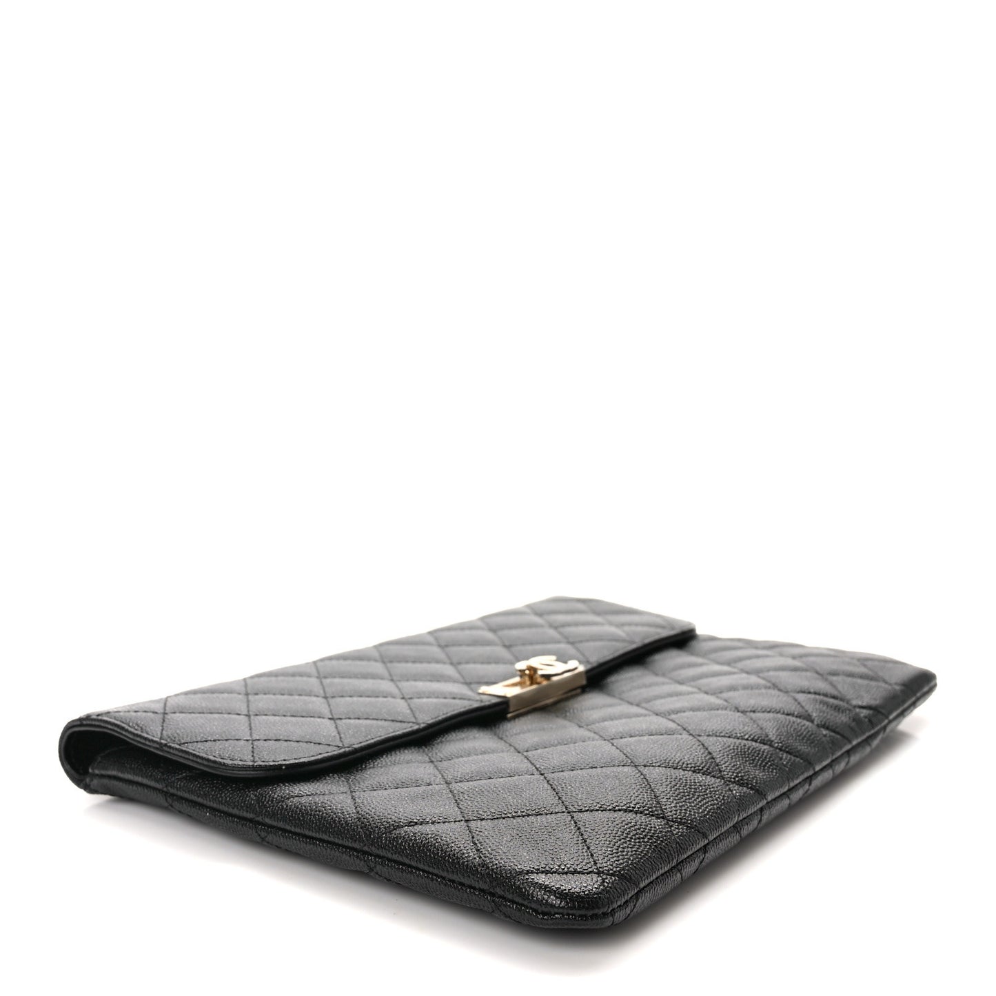 Caviar Quilted Medium Golden Class Pouch Black