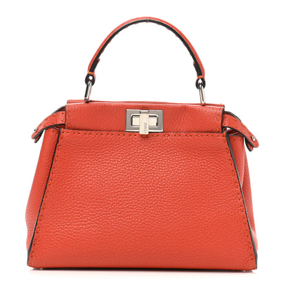Fendi Cuoio Romano Selleria Mini Peekaboo Iconic Satchel Dark Orange 1 of 9