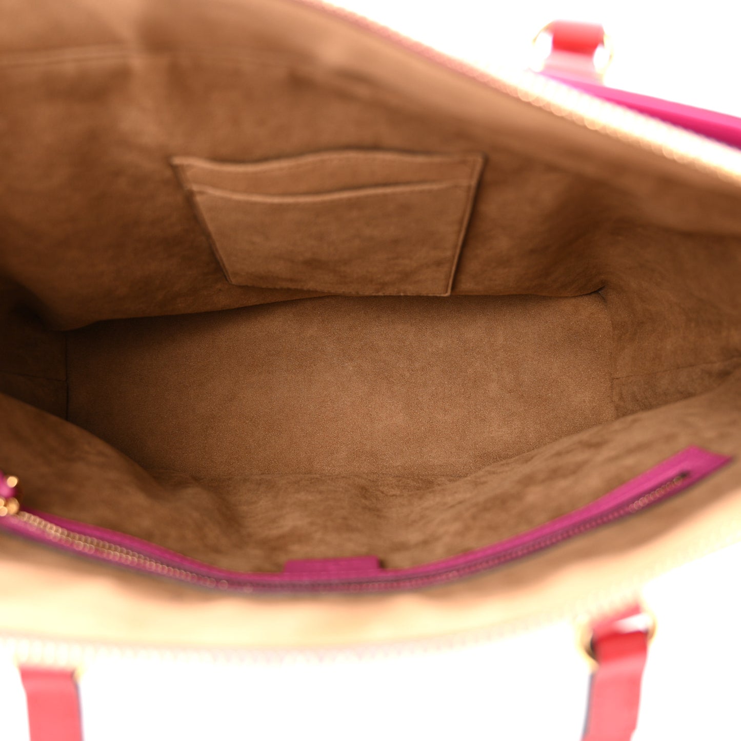 GG Supreme Monogram Medium Zippered Bucket Tote Beige Hibiscus Red New Rosette