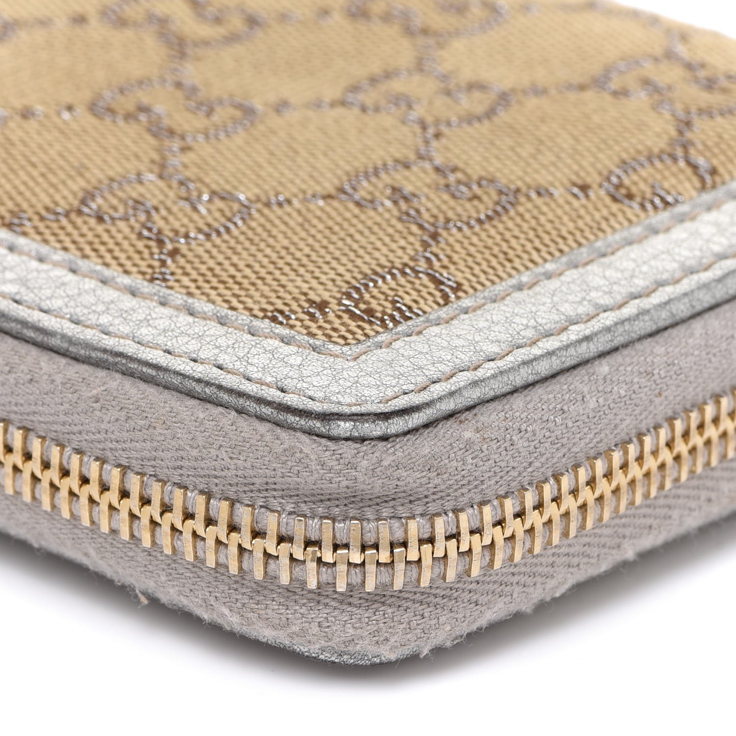 Gucci Monogram Bamboo Zip Around Compact Wallet Silver 11 of 12