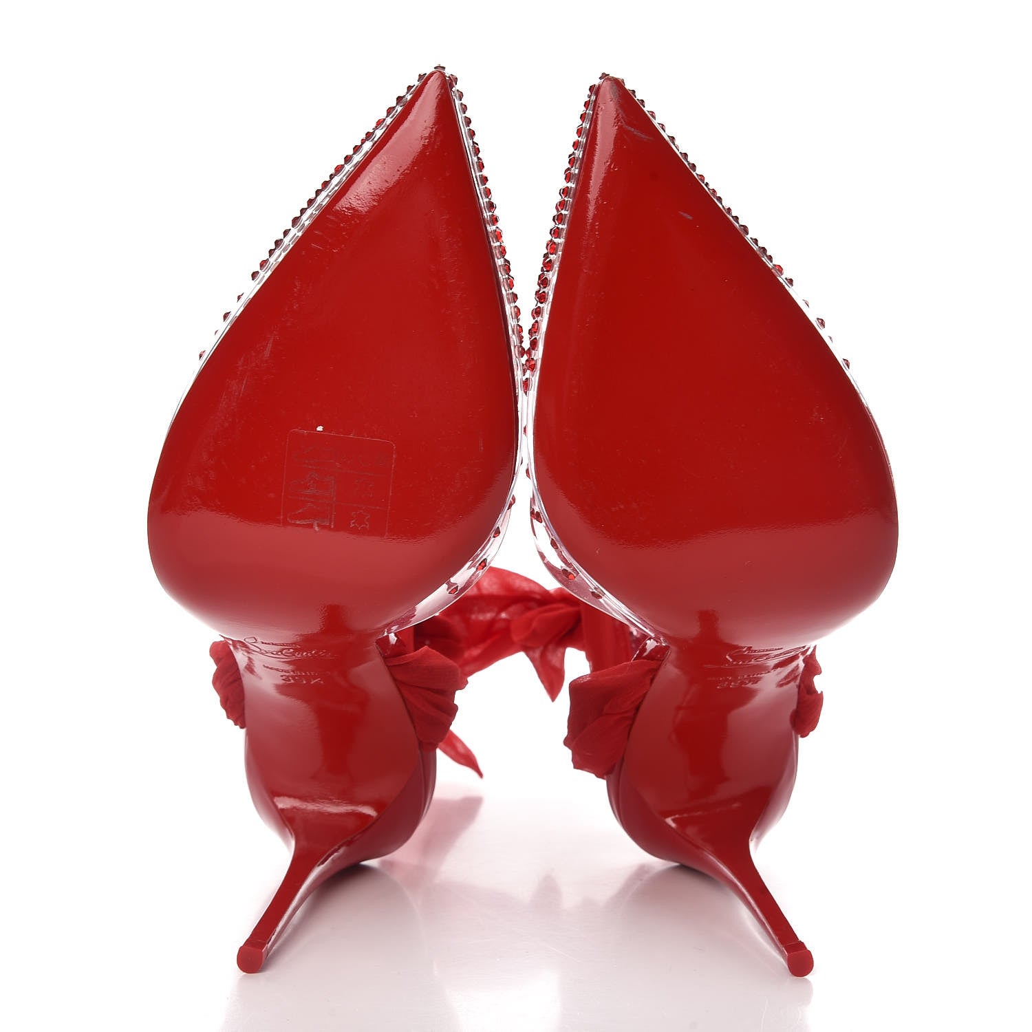 Christian Louboutin Crystal PVC Chiffon Miragirl 100 Pumps 39.5 Red 7 of 10