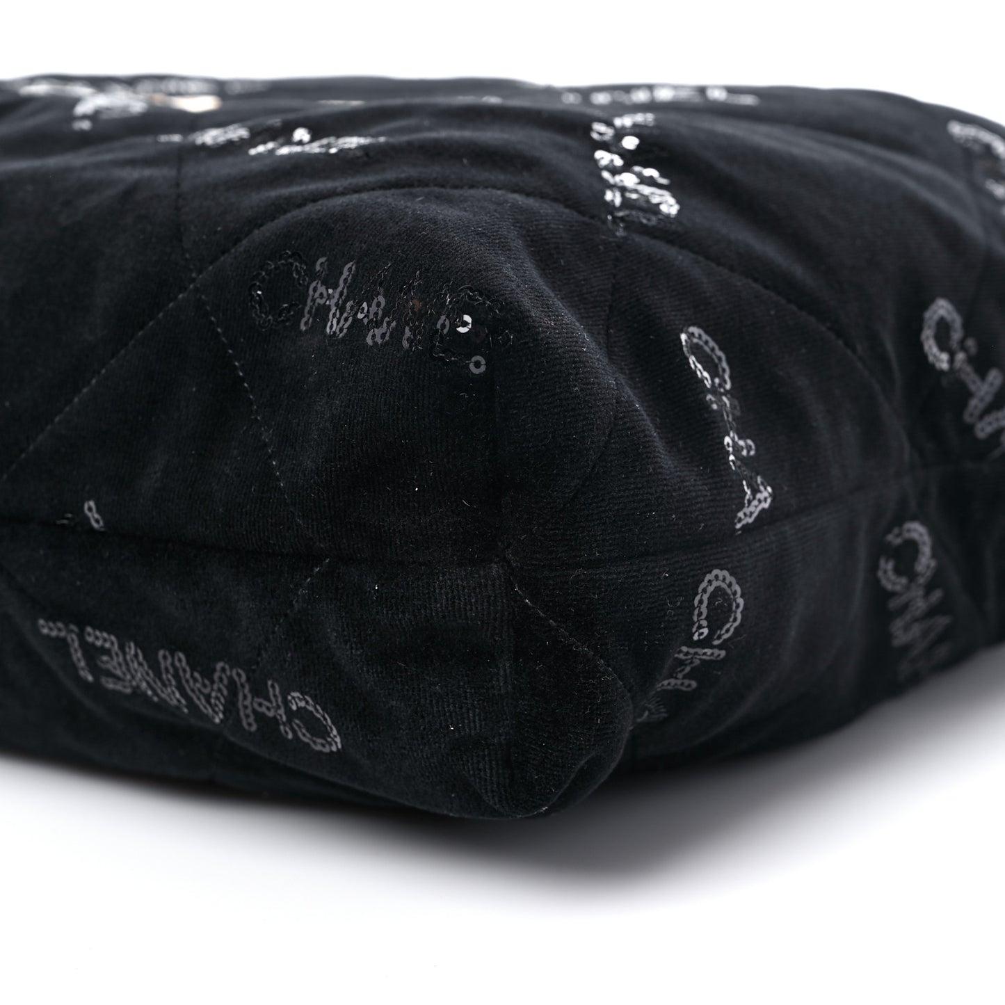 Velvet Sequin Quilted Chanel 22 Black