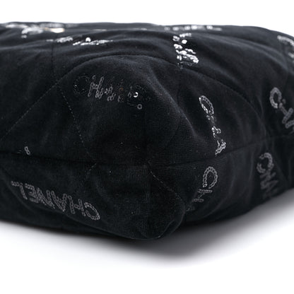 Chanel Velvet Sequin Quilted Chanel 22 Black 9 of 10