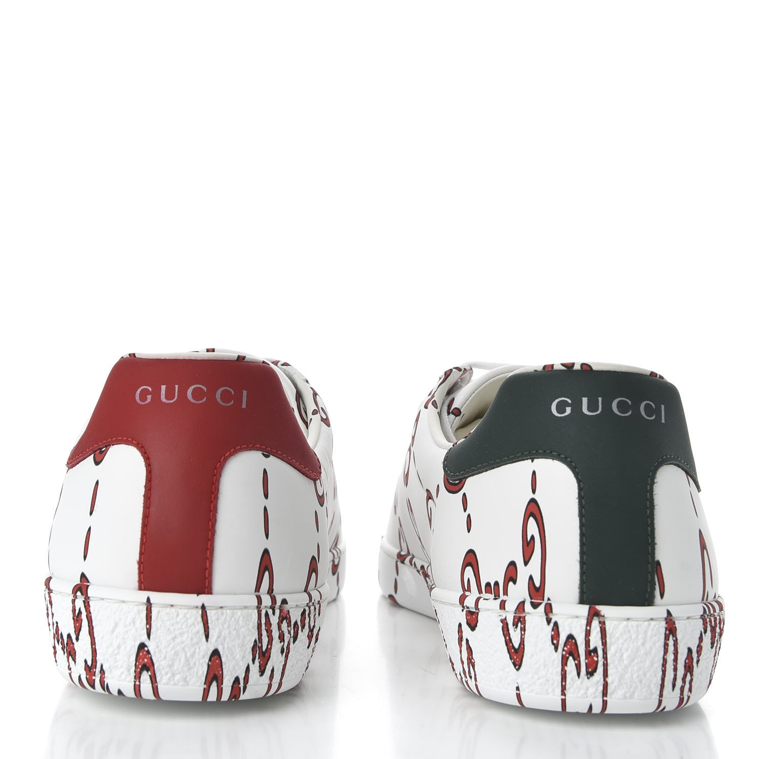 Gucci Calfskin GucciGhost Print Mens Ace Sneakers 8.5 White Hibiscus Red 4 of 10