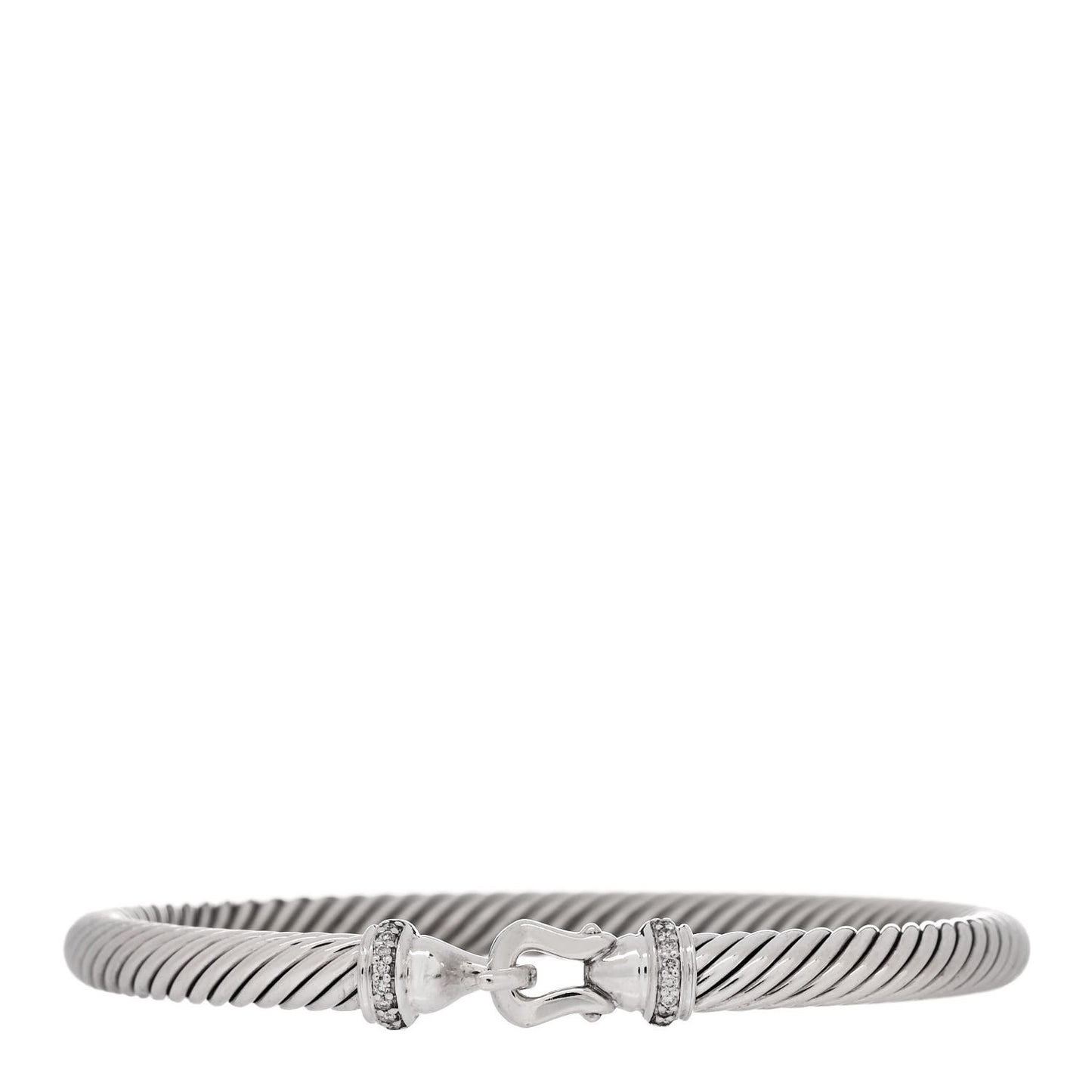 Sterling Silver Diamond 5mm Cable Buckle Bracelet