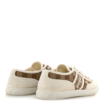 Gucci GG Monogram Suede Womens Low Top Sneakers 37 Beige Ebony Mystic White 5 of 10