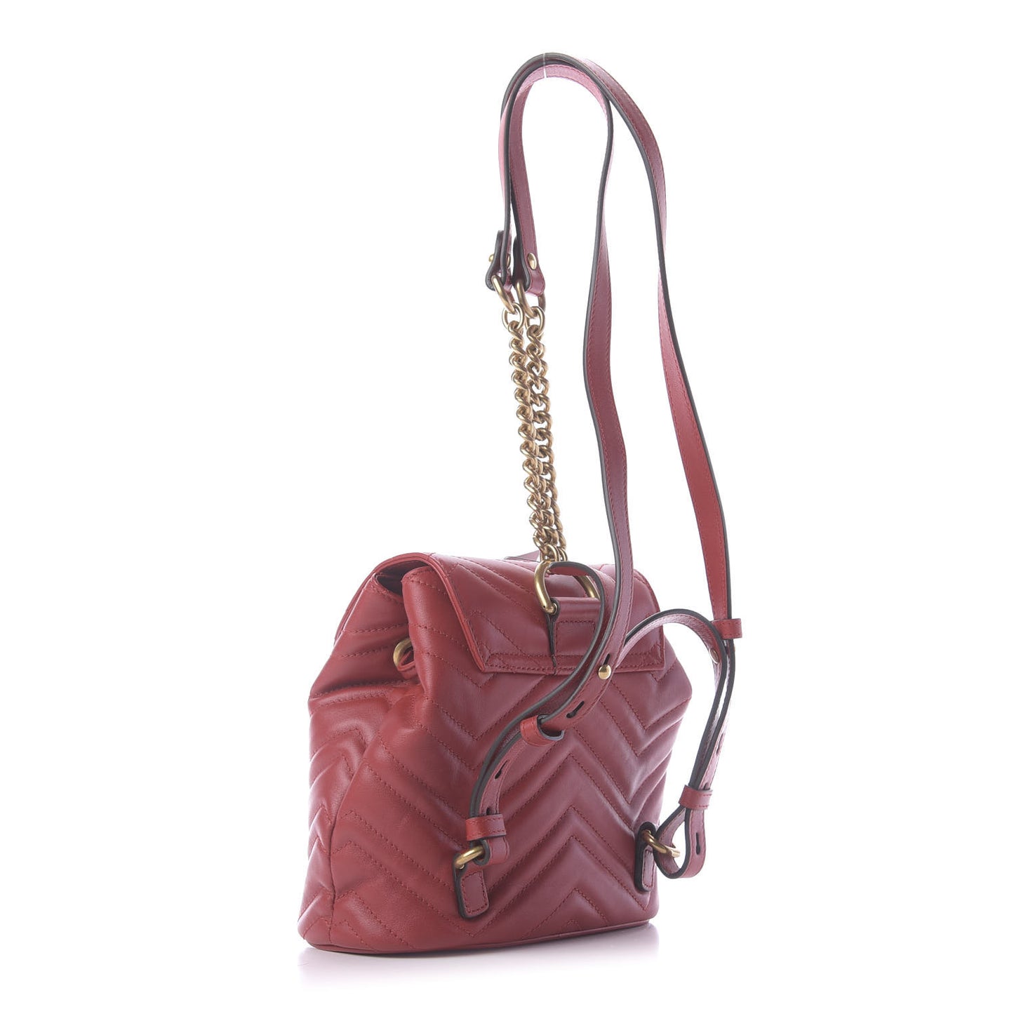 Calfskin Matelasse GG Marmont Flap Backpack Hibiscus Red