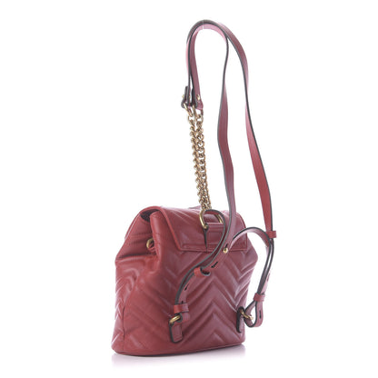 Gucci Calfskin Matelasse GG Marmont Flap Backpack Hibiscus Red 2 of 9