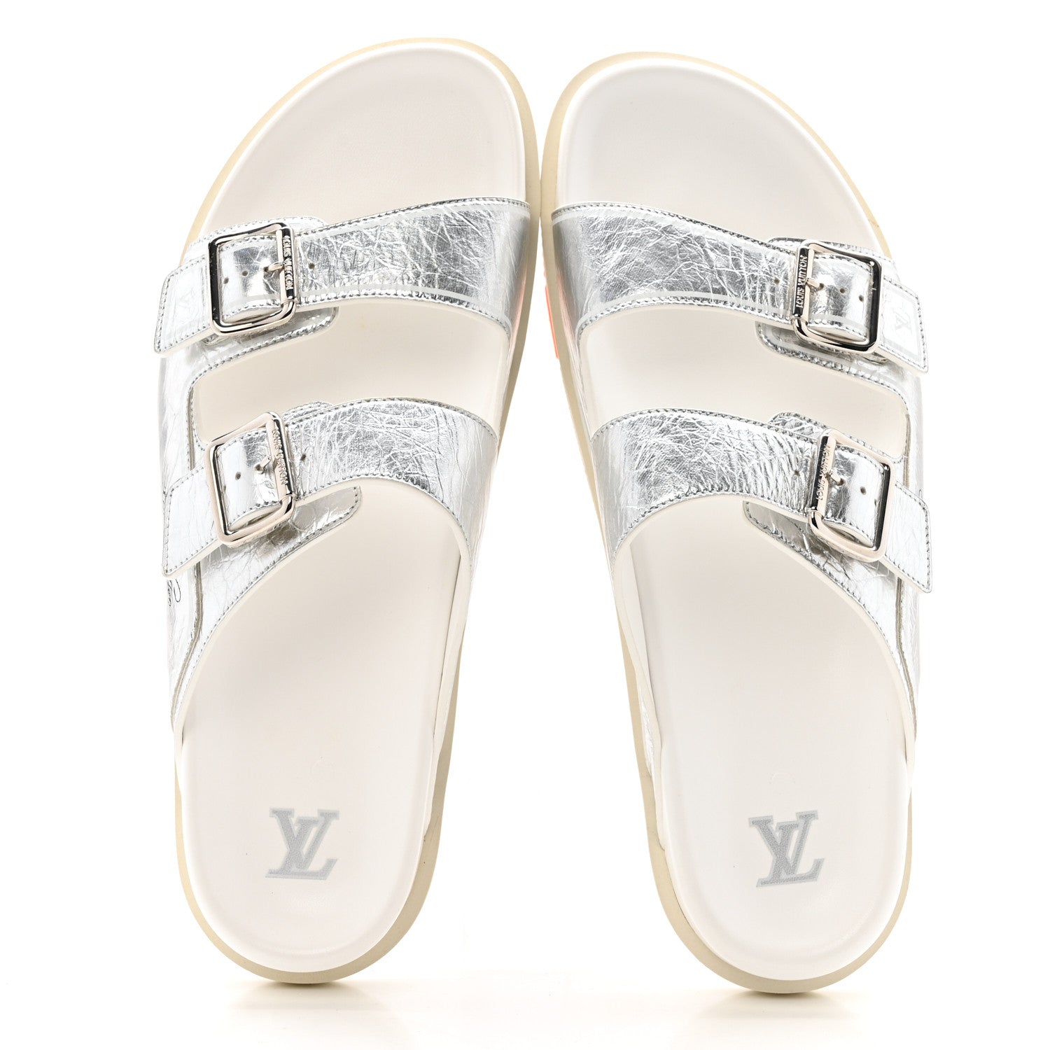 Louis Vuitton Metallic Mix Materials Mens LV Script Trainer Mules 12 Silver Multicolor 2 of 11
