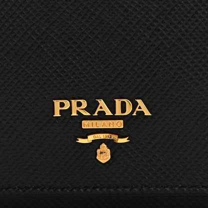 Prada Saffiano Cuir Metal Tri-Fold Wallet Black 8 of 9