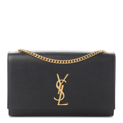 Saint Laurent Grain De Poudre Medium Classic Monogram Kate Satchel Black 1 of 8