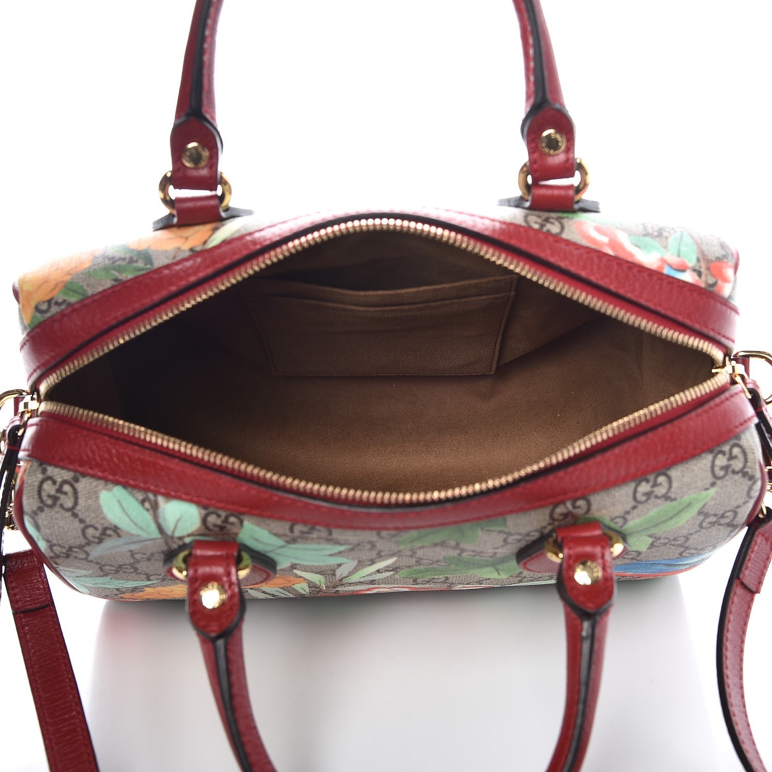Gucci GG Supreme Monogram Tian Small Boston Beige Multicolor Red 5 of 7