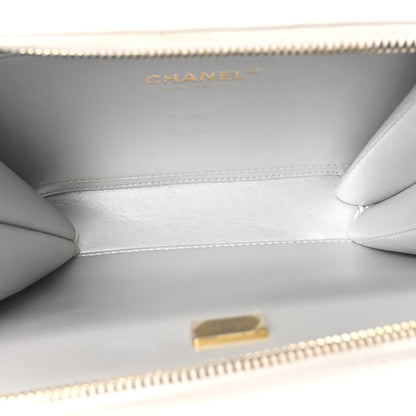 Chanel Shiny Calfskin Quilted Top Handle Vanity Case White 5 of 10