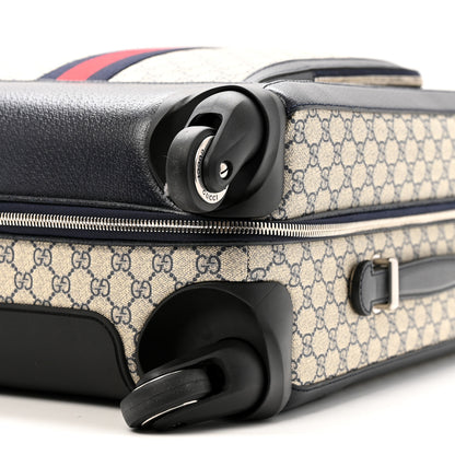 Gucci GG Supreme Monogram Textured Dollar Calfskin Web Savoy Cabin Plus Trolley Beige Blue 10 of 14