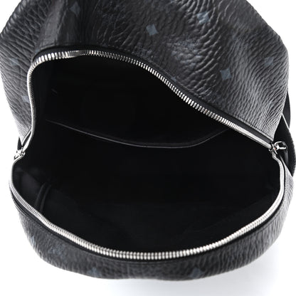 MCM Metallic Visetos Striped Medium Stark Backpack Silver Black 4 of 4