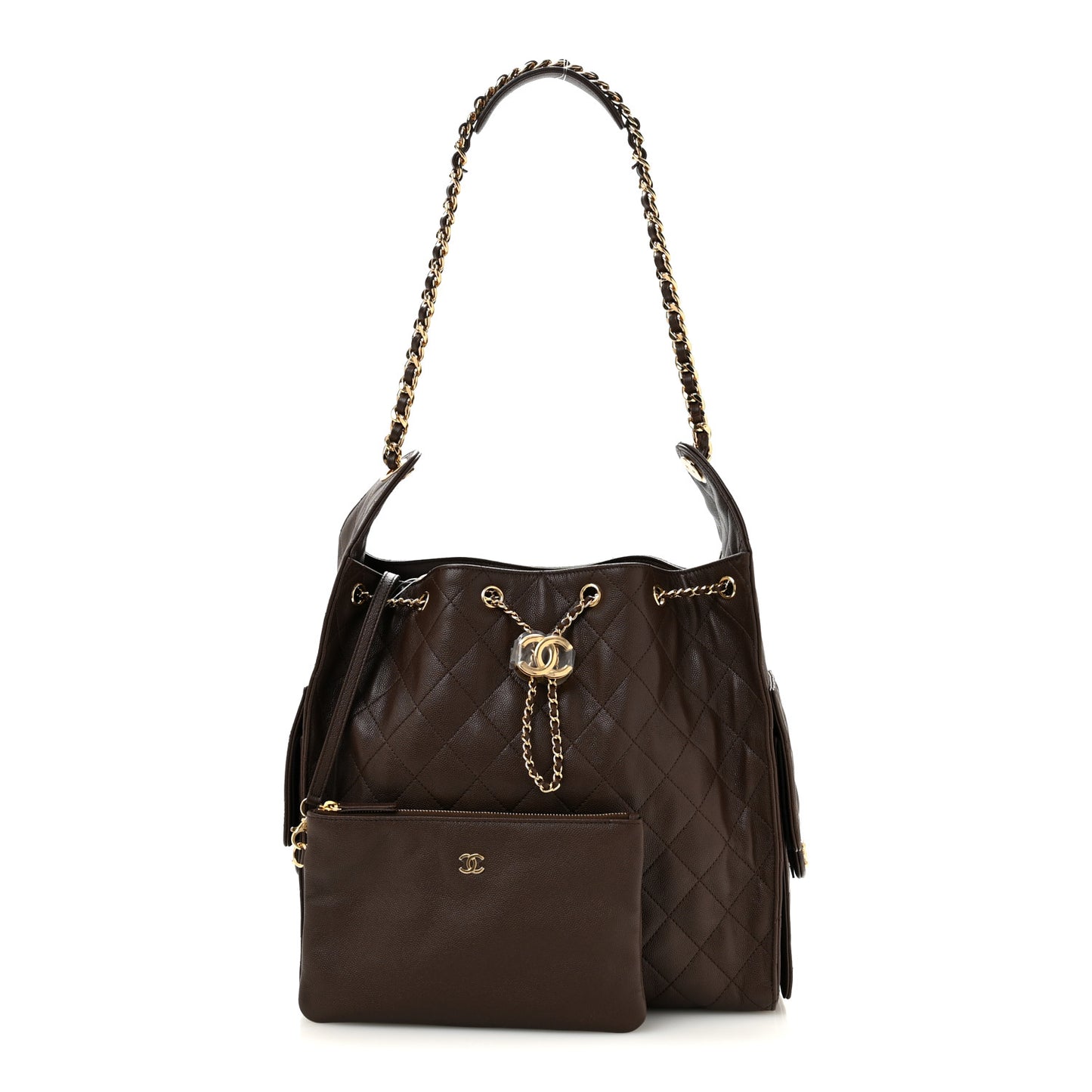 Caviar Quilted Medium Chanel 25 Handbag Dark Brown