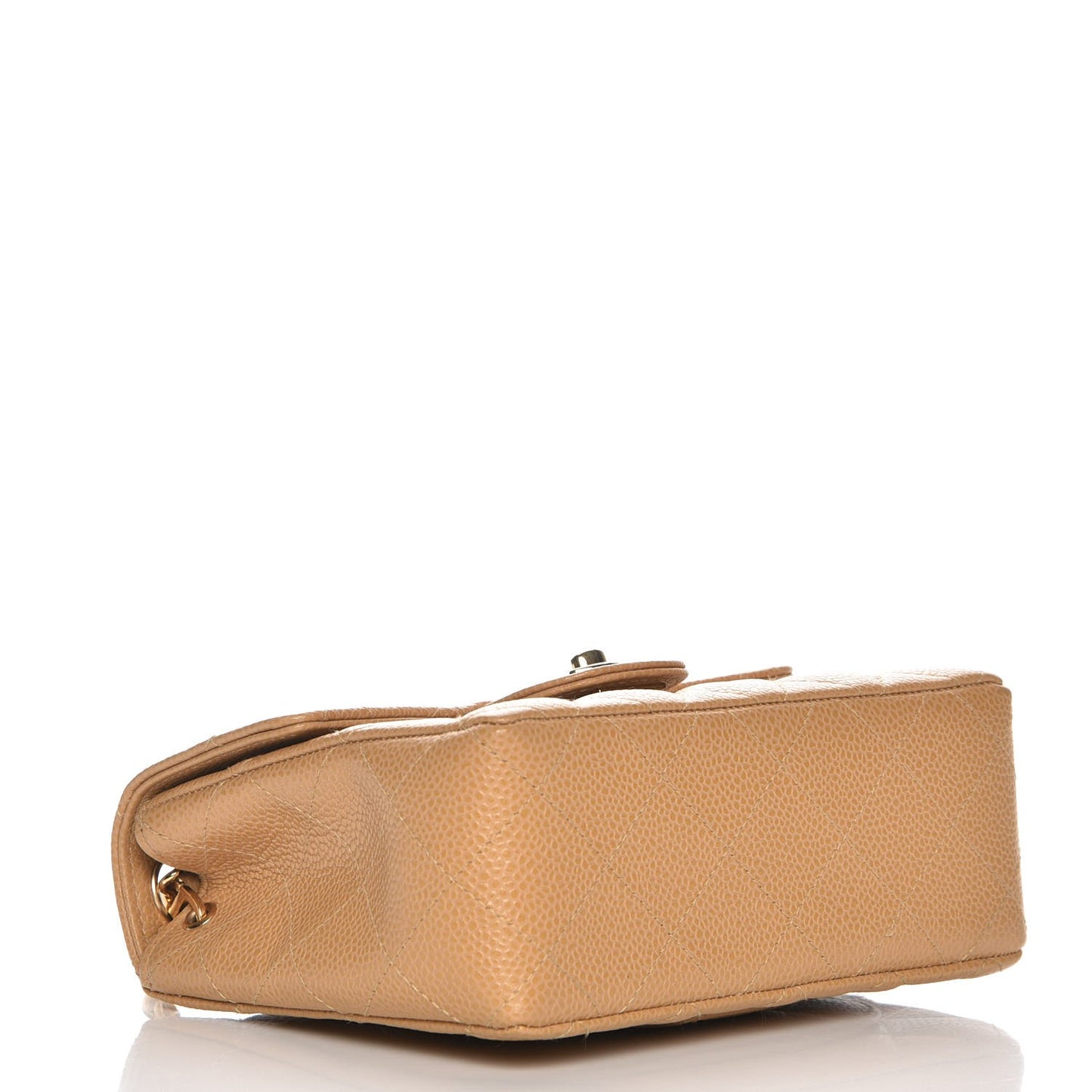 Caviar Quilted Mini Square Flap Beige