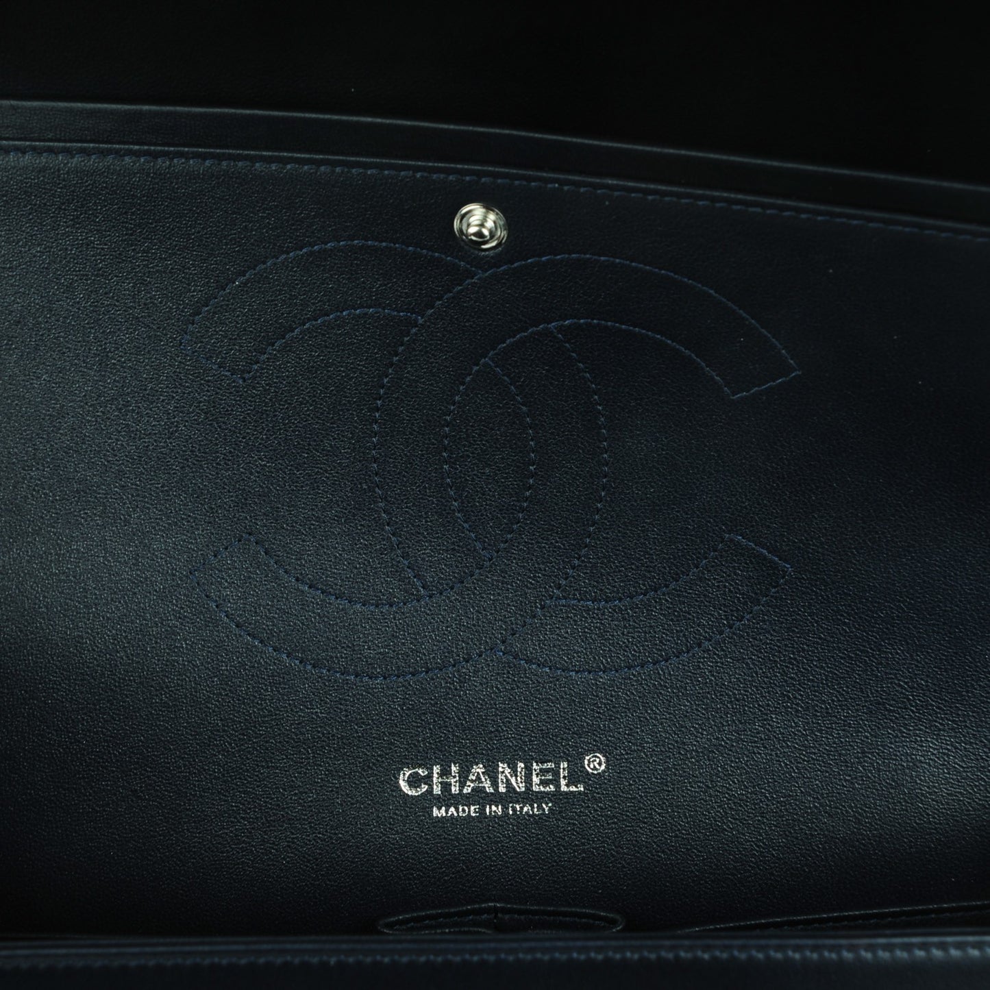 Lambskin Quilted Jumbo Double Flap Dark Navy Blue