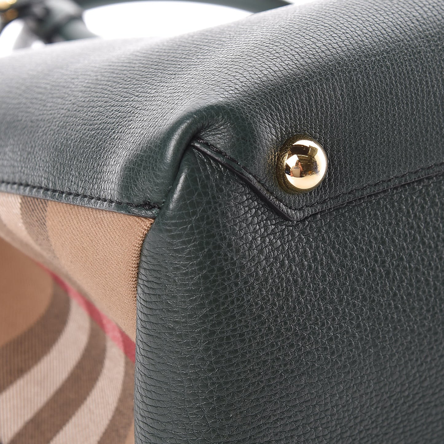 Grainy Calfskin House Check Large Banner Tote Dark Bottle Green