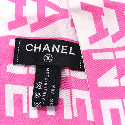 Chanel Silk Logo Slim Bandeau Scarf Fuchsia White 3 of 3