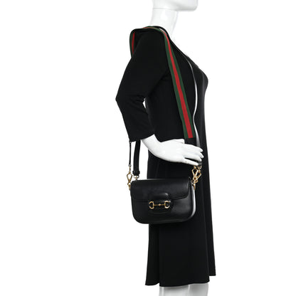 Gucci Azalea Calfskin Web Mini Horsebit 1955 Shoulder Bag Black 2 of 14