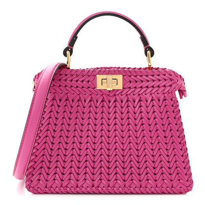 Fendi Vitello King Shiny Nappa Intreccio Petite Peekaboo I SEE U Satchel Ciclamino Pilar 1 of 10
