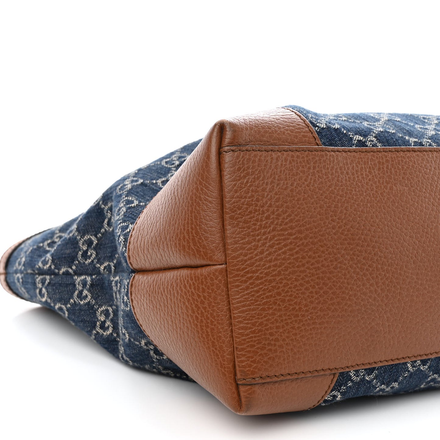 New Denim GG Monogram Medium Ophidia Shopping Tote Blue Tea Cuir