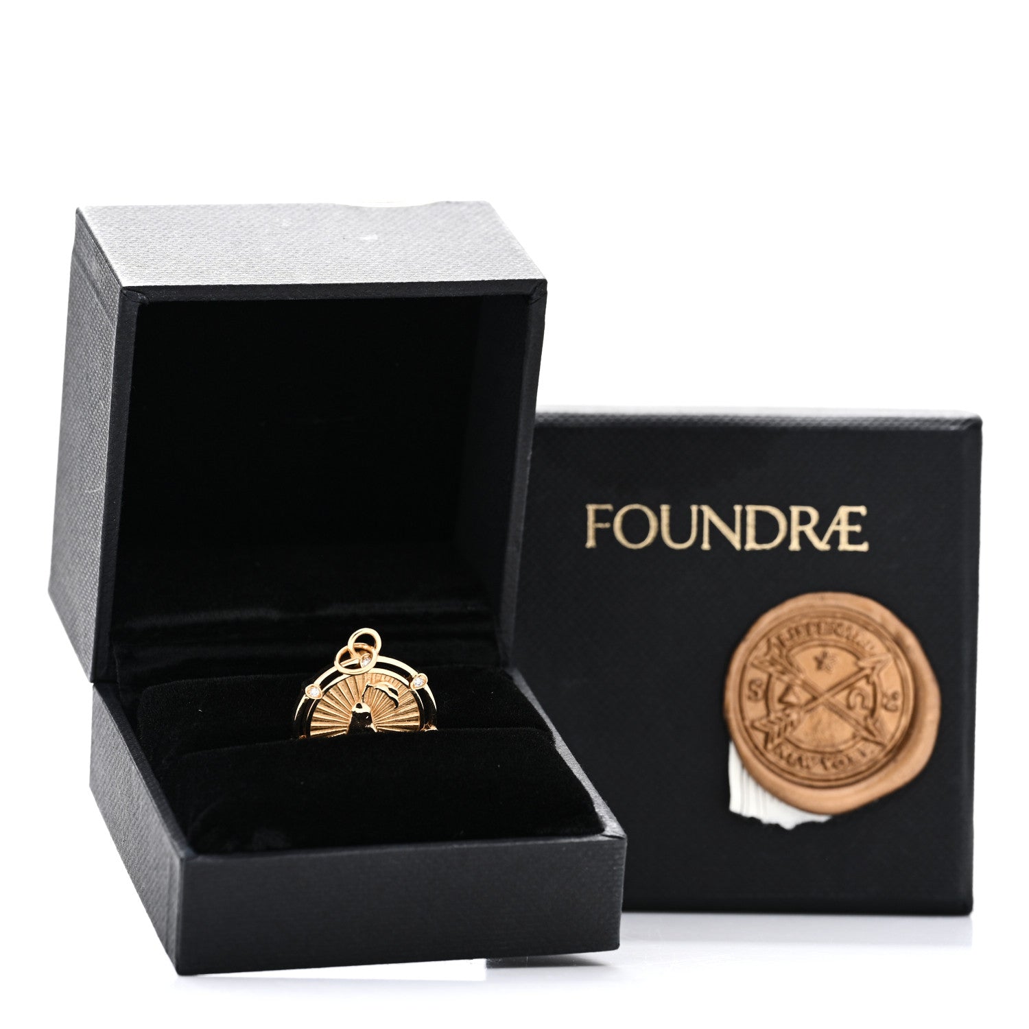 Foundrae 18K Yellow Gold Diamond Pear Medallion Pendant 4 of 4