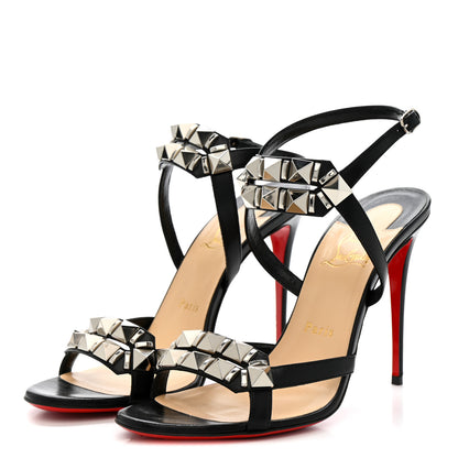 Christian Louboutin Calfskin Studded Galerietta 100 Sandals 39 Black 4 of 9