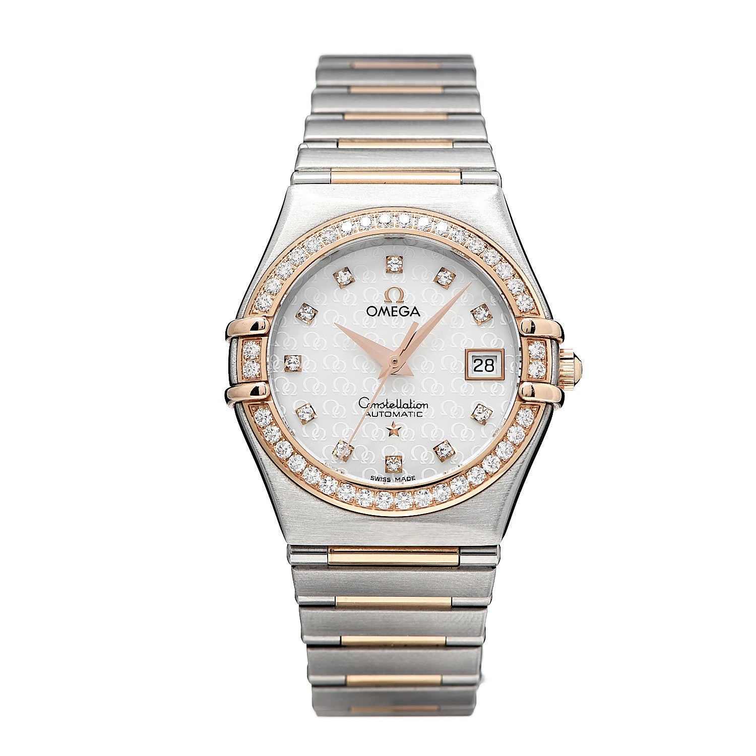 Omega Stainless Steel 18K Red Gold Diamond Bezel Mother of Pearl 27mm Constellation Automatic Watch 1398.75 1 of 5