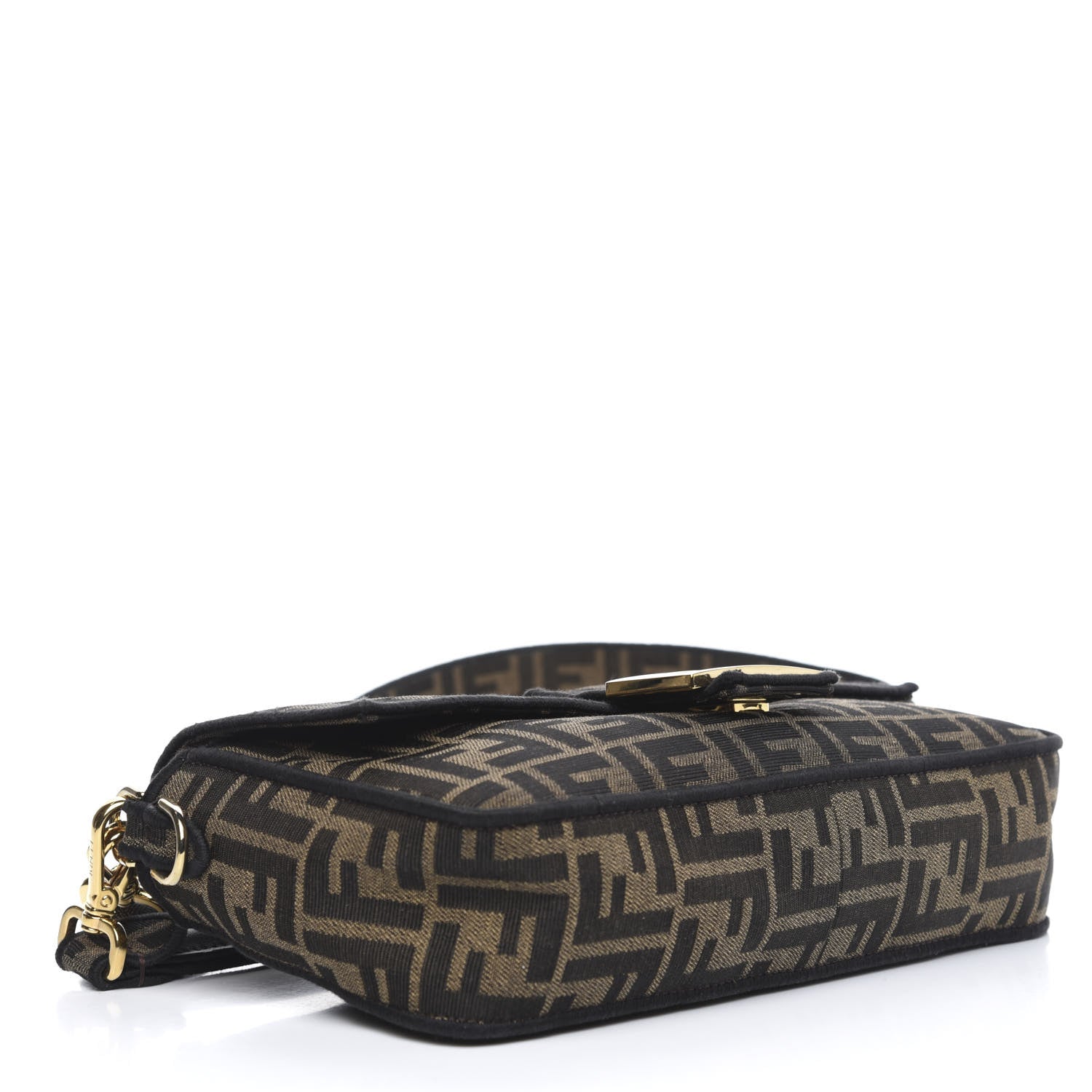 Fendi Fabric Jacquard FF 1974 Medium Baguette Tobacco Moro Black 5 of 10
