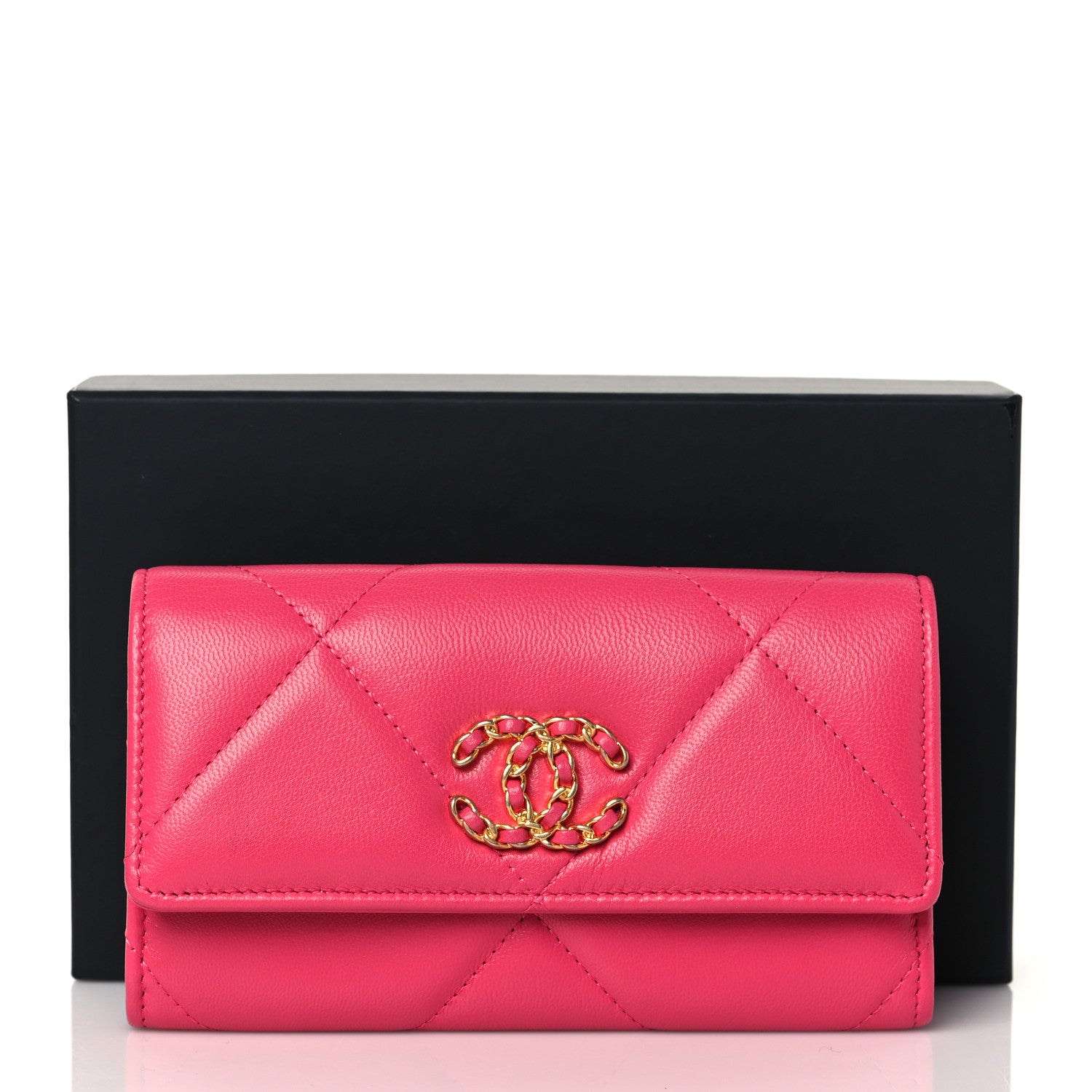 Chanel Lambskin Quilted Chanel 19 Flap Wallet Dark Pink 9 of 9