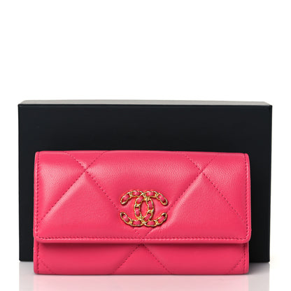 Chanel Lambskin Quilted Chanel 19 Flap Wallet Dark Pink 9 of 9
