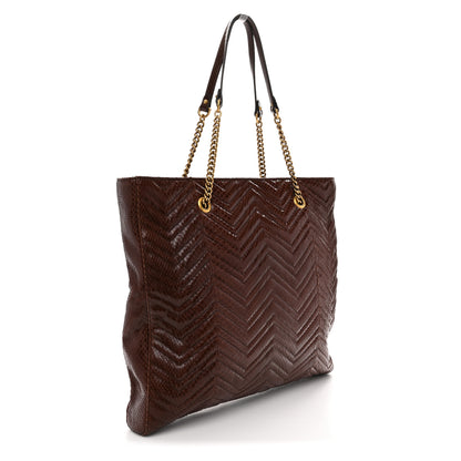 Gucci Snakeskin Matelasse Large GG Marmont Slim Tote Brown 3 of 12
