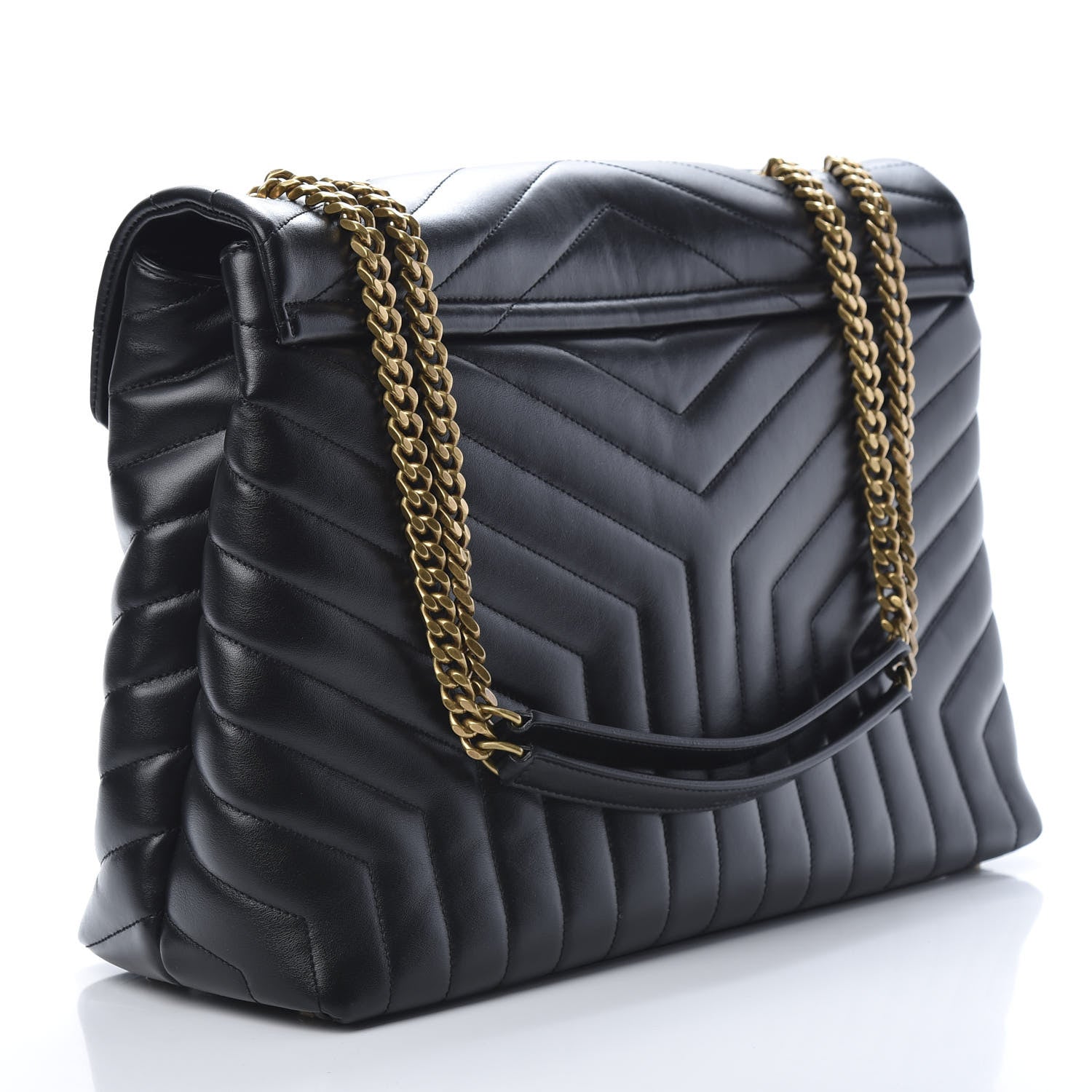 Saint Laurent Calfskin Y Quilted Monogram Large Loulou Chain Satchel Black 3 of 11