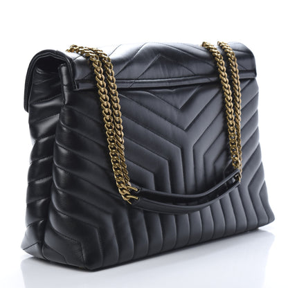 Saint Laurent Calfskin Y Quilted Monogram Large Loulou Chain Satchel Black 3 of 11