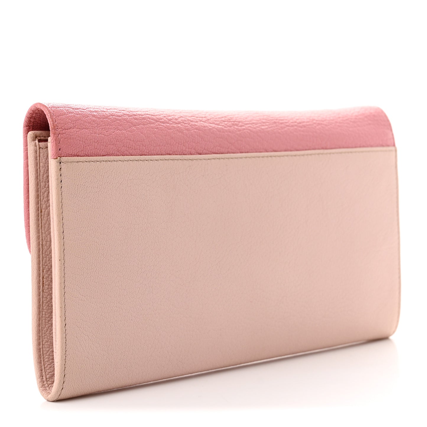 Goatskin Madras Bicolor Flap Wallet Pink