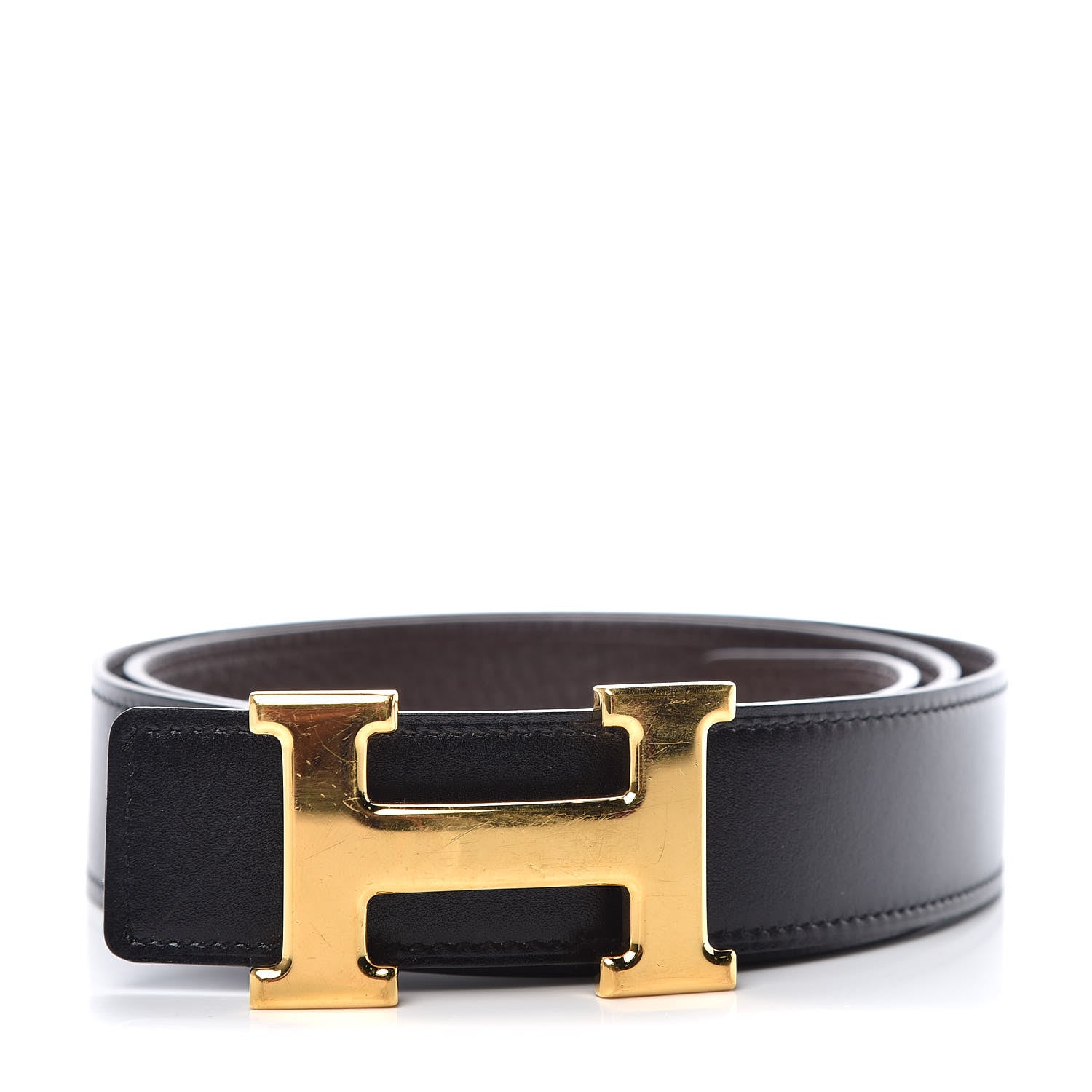 Hermes Box Togo 32mm H Belt 85 Black Chocolate 1 of 6