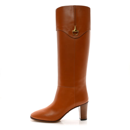 Gucci Calfskin Half Horsebit Tall Boots 41 Cognac 1 of 12