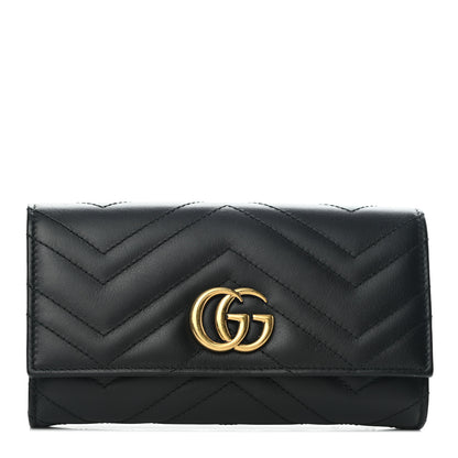 Gucci Calfskin Matelasse GG Marmont Continental Wallet Black 1 of 6