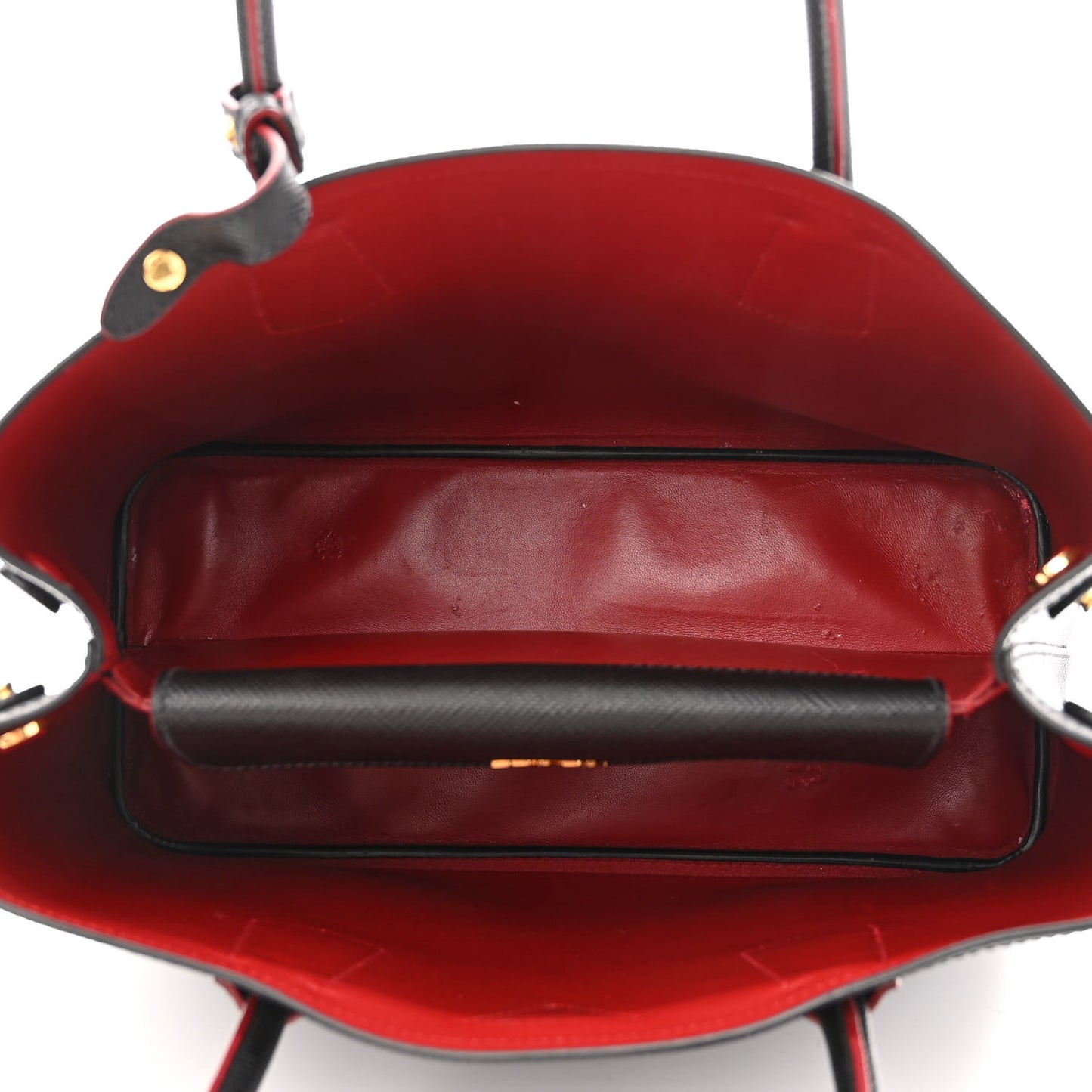 Saffiano Cuir Medium Double Bag Black Fuoco